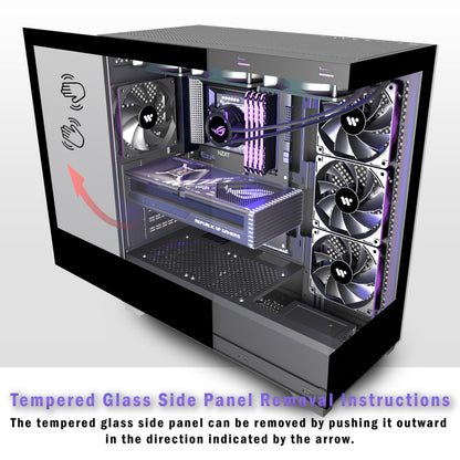 KEDIERS PC CASE ATX 4 Fans Pre-Installed, Type-C Mid Tower Computer Case with Full-View Dual Tempered Glass, Gaming PC Case,Black,P4