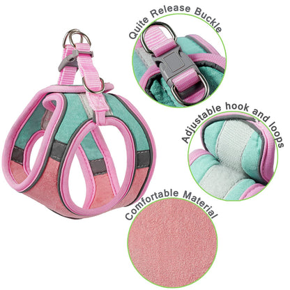 JSXD Cat Harness,Leash and Collar Set,Escape Proof Kitten Vest Harness for Walking,Easy Control Night Safe Pet Harness with Reflective Strap and Bell for Small Large Kitten,Fit for Puppy,Rabbit