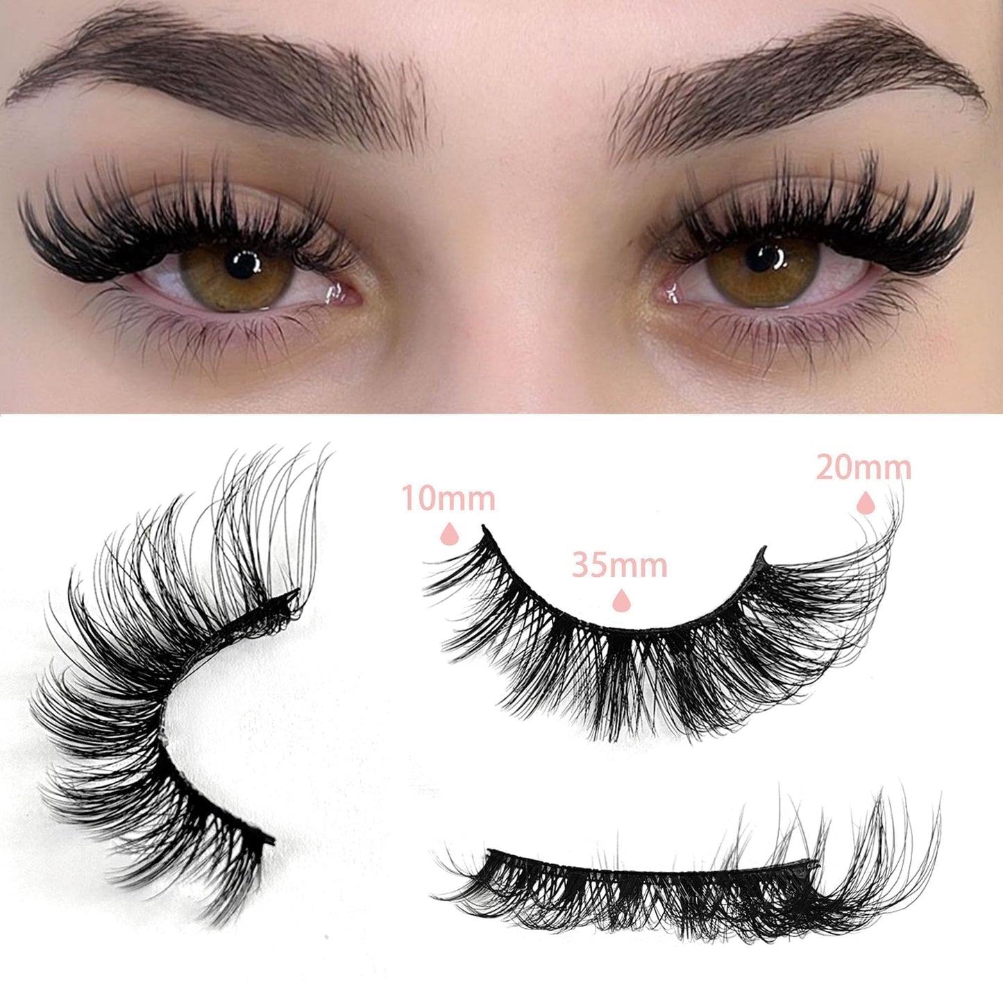 False Eyelashes Strip Lashes Wispy Yasnai Cat Eye Lash Fake Eyelash Natural Look Volume 18mm Mink Fluffy Fox Eyelashes 7 Pairs Pack 9D