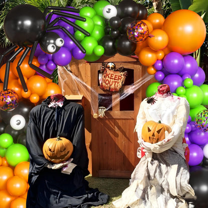 116Pcs Halloween Balloons Black Orange Purple Green Latex Balloons Eye Balloons with BOO Foil Balloon for Halloween Party Decorations