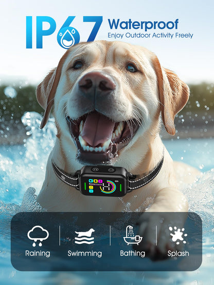 DINJOO Bark Collar, Dog Bark Collar for Large Medium Small Dogs,Smart Bark Collar,Rechargeable Anti Barking Training Collar with 8 Adjustable Sensitivity,Bark Shock Collar with Beep (Dark Black)