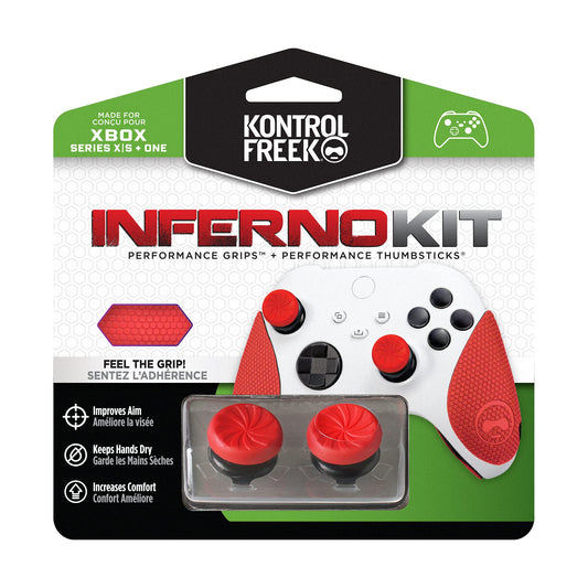 KontrolFreek FPS Freek Inferno Performance Kit for Xbox One and Xbox Series X Controller | Includes Performance Thumbsticks and Performance Grips | Red