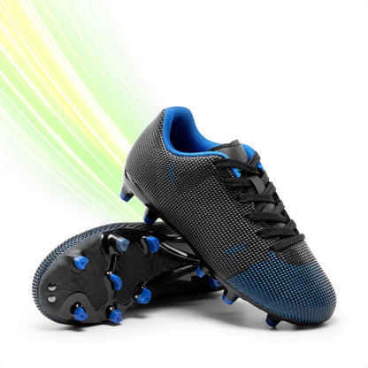 DREAM PAIRS Boys Girls Soccer Cleats Youth Firm Groud Athletic Outdoor Trainning Football Shoes for Little/Big Kid,Size 6 Big Kid,Black/Blue,SDSO224K