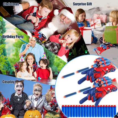 keumi 2 Sets Spider Web Shooters Cosplay Launcher Gloves with Wrist Toy Set Hero Webs Shooter Easter Basket Stuffers