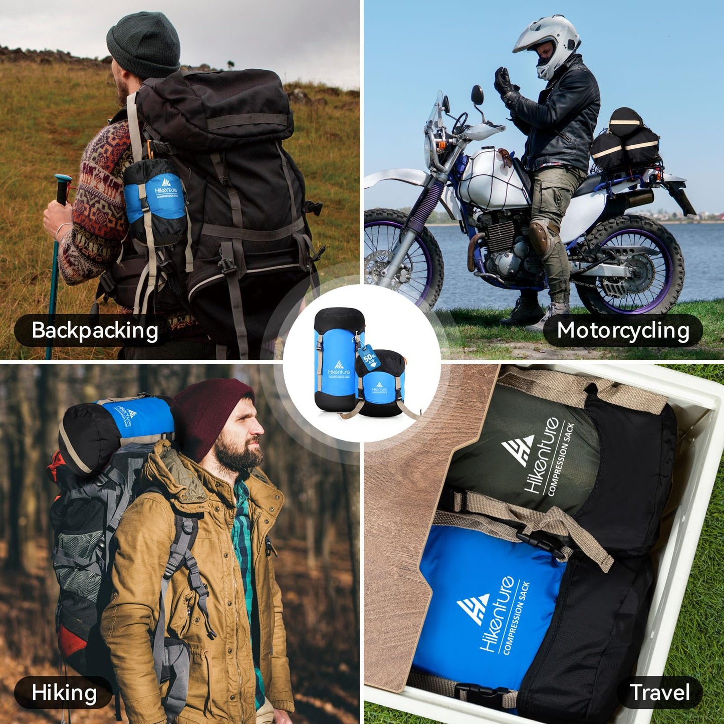 Hikenture Compression Sack for Sleeping Bag, Upgrade Anti-Tear Nylon Sleeping Bag Stuff Sack, 10L/14L/20L/30L Water-Resistant Compression Bag, Storage Bag (Dark Green, 14L)