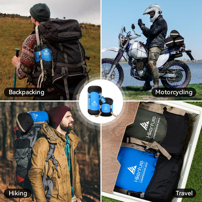 Hikenture Compression Sack for Sleeping Bag, Upgrade Anti-Tear Nylon Sleeping Bag Stuff Sack, 10L/14L/20L/30L Water-Resistant Compression Bag, Storage Bag (Dark Green, 14L)