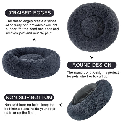 kimpets Snuggle Dog Bed, Comfy Calming Dog Bed, Machine Washable Dog Bed for Medium Dogs, Cute&Fuzzy&Anti Anxiety Dog Bed, 27.5'' Soft Bean Dog Bed, Up to 25lbs Cozy&Comfy Dog Beds for Medium Dogs