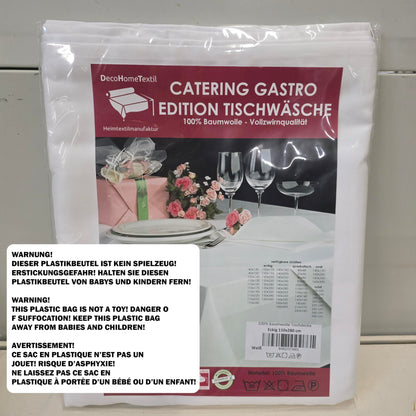 Damask Tablecloth 100% Cotton Gastro Edition White Square 110 x 280 cm Finest Two-Thread Quality Made from High-Quality Ring Yarn