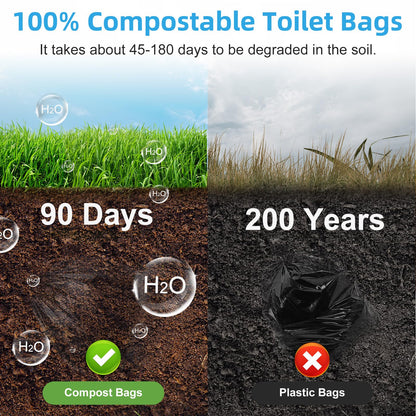 100 Portable Toilet Bags, Drawstring Biodegradable Camping Potty Bags 8 Gallon Camping Toilet Waste Bags for 5-8 Gallon Bucket Toilet Adults Outdoor Camping Car