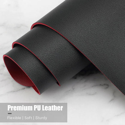 Hsurbtra Desk Pad, 31.5" x 15.7" Dual Side PU Leather Desk Mat, Waterproof Non-Slip Desktop Blotter Protector, Large Mouse Pad for Laptop Keyboard Office Home, Black and Red