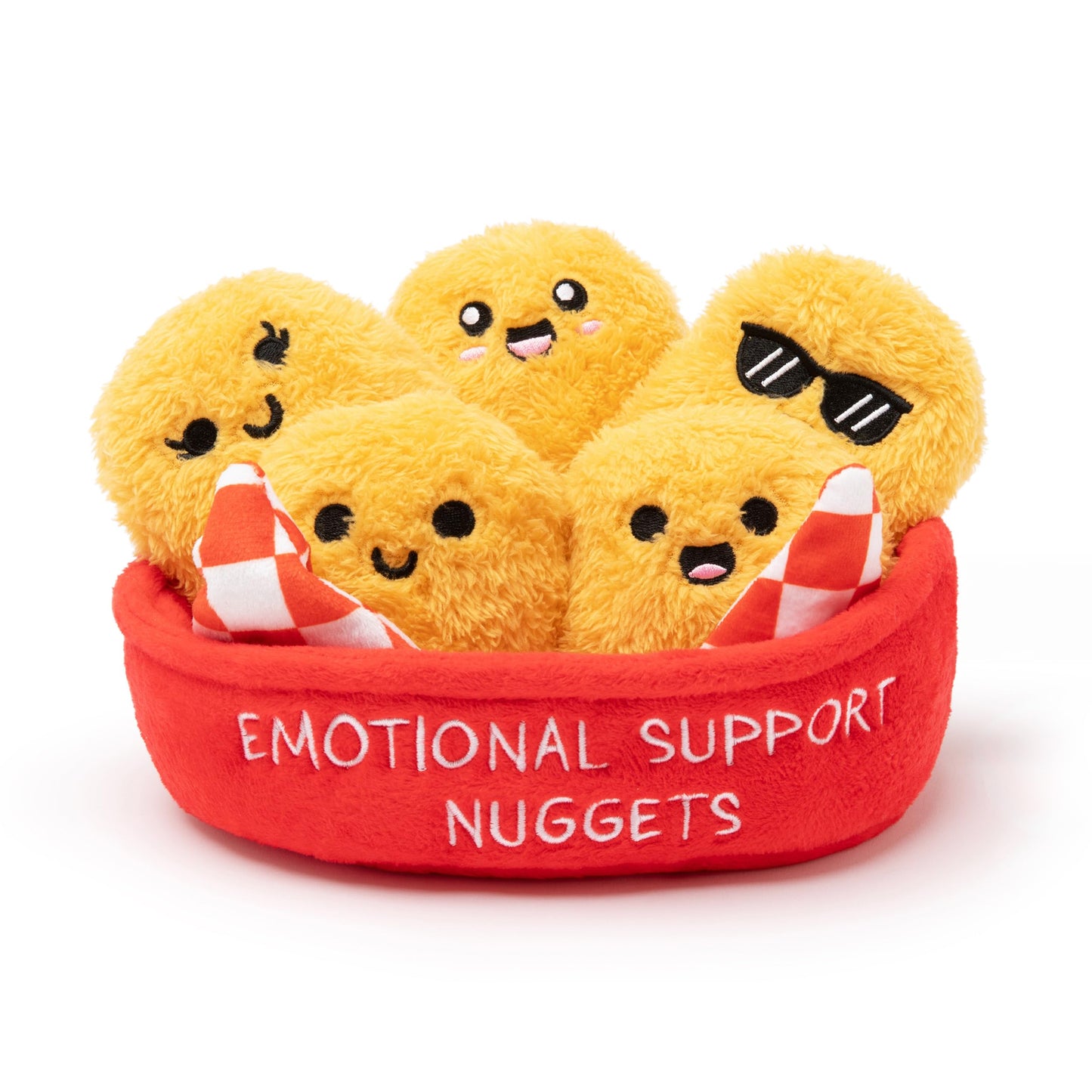 Emotional Support Chicken Nuggets by Relatable, Cuddly Stuffed Animals and Toys, Squishy Toys and Plushies, Great Gift Ideas for Loved Ones of All Ages, Includes 5 Plushies with Carrying Basket