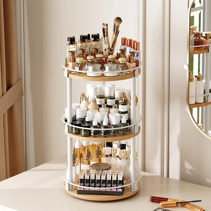 3-Tier Lazy Susan Organizer, Rotating Spice Rack, Spinning Organizer, Industrial Turntable Spice Rack Organizer for Cabinet, Kitchen Countertop, Pantry, Rustic Brown and Black SR23BR