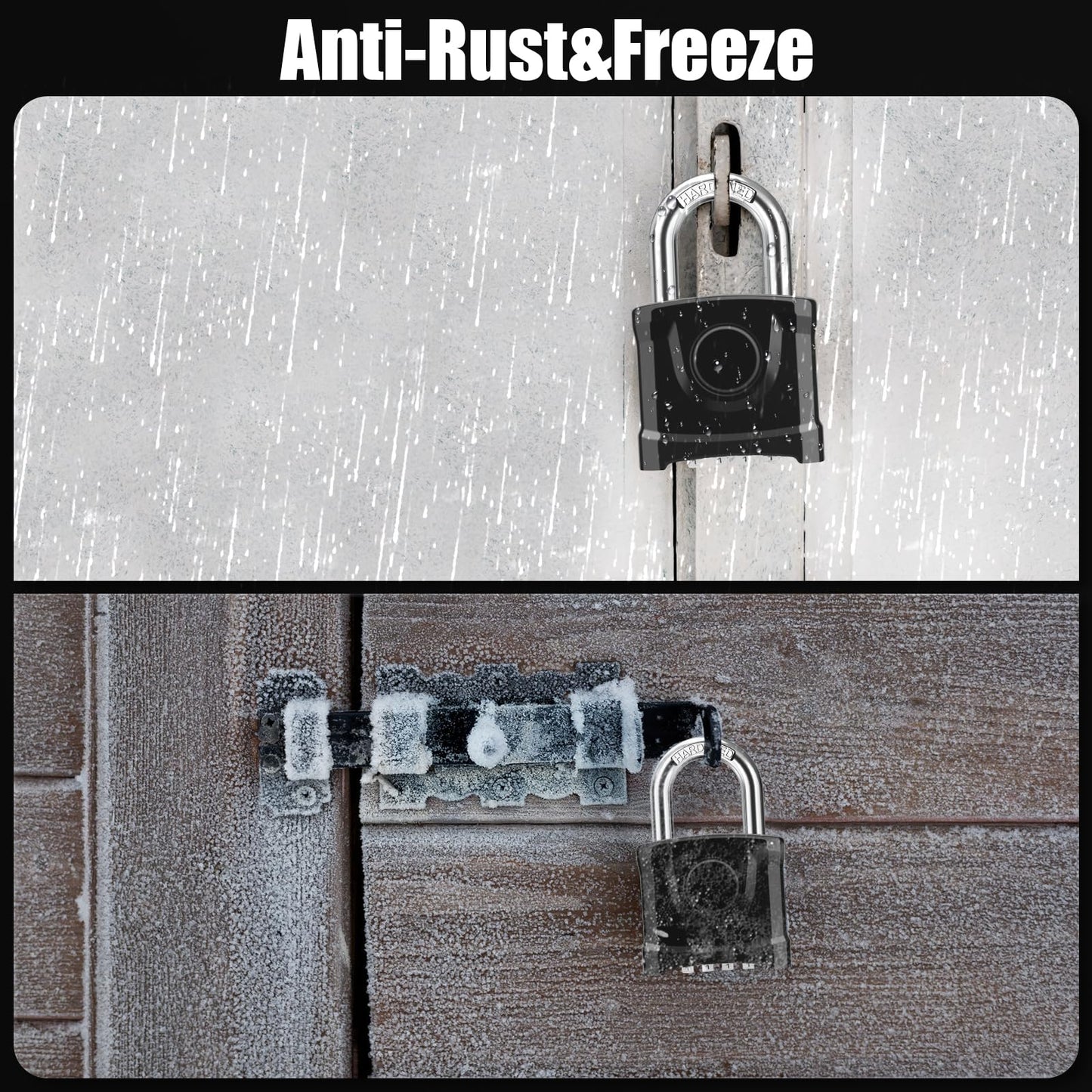 Diyife Heavy Duty Combination Padlock, Large Outdoor Padlock [One-Key Unlocking] High Security Weatherproof, Hidden Password & Anti-Error Design Suitable for Garage, Gate, Garden, Fence, Black