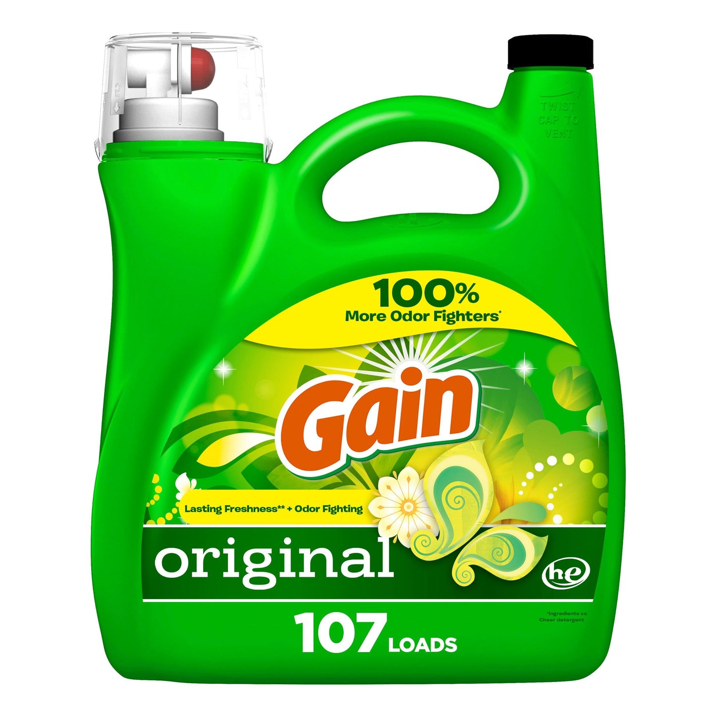 Gain + Aroma Boost Laundry Detergent Liquid, Original Scent, 107 Loads, 154 fl oz, HE Compatible Laundry Soap with Febreze and Oxi, Gain Laundry Detergent, Liquid Laundry Detergent