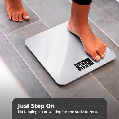 Greater Goods Digital AccuCheck Bathroom Scale for Body Weight, Capacity up to 400 lbs, Batteries Included, Pearl Gray
