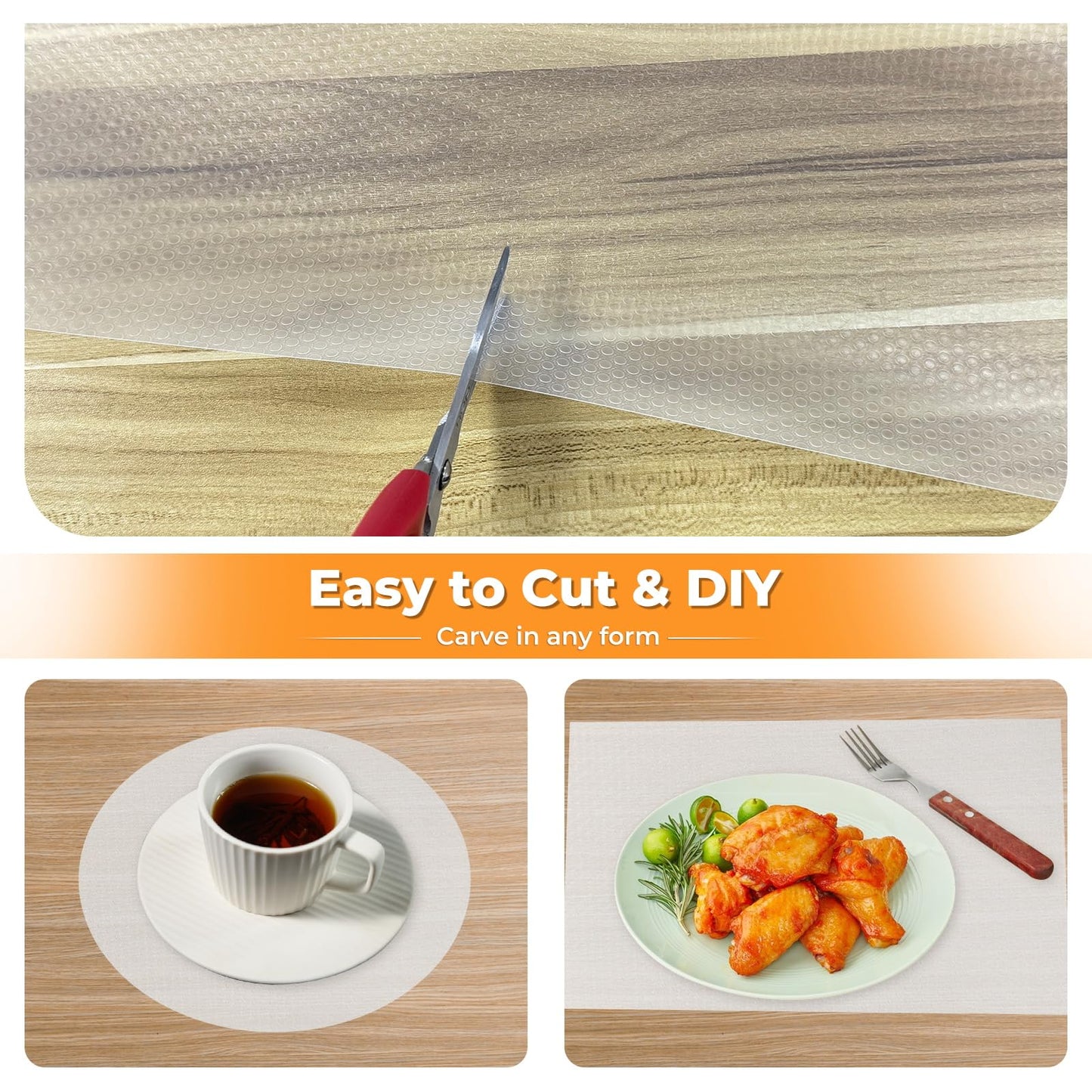 Kitchen Shelf Liner Non-Slip Cabinet Liner 12 in x 20 FT Washable Refrigerator Liners Oil-Proof Drawer Liners for Kitchen Dining Transparent Wide 12inch