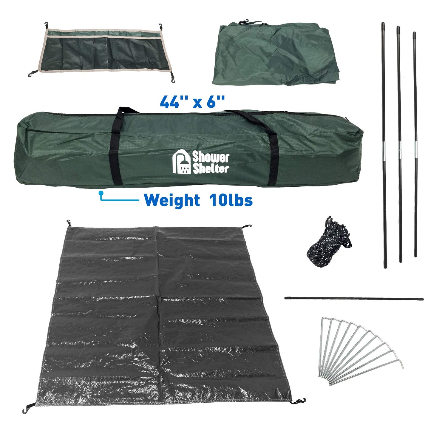 EasyGo Product Shower Shelter – Giant Portable Outdoor Pop UP Camping Shower Tent Enclosure – Changing Room – 2 Rooms – Instant Tent – 7.5' Tall x 4' Deep x 7.5' Wide, Green