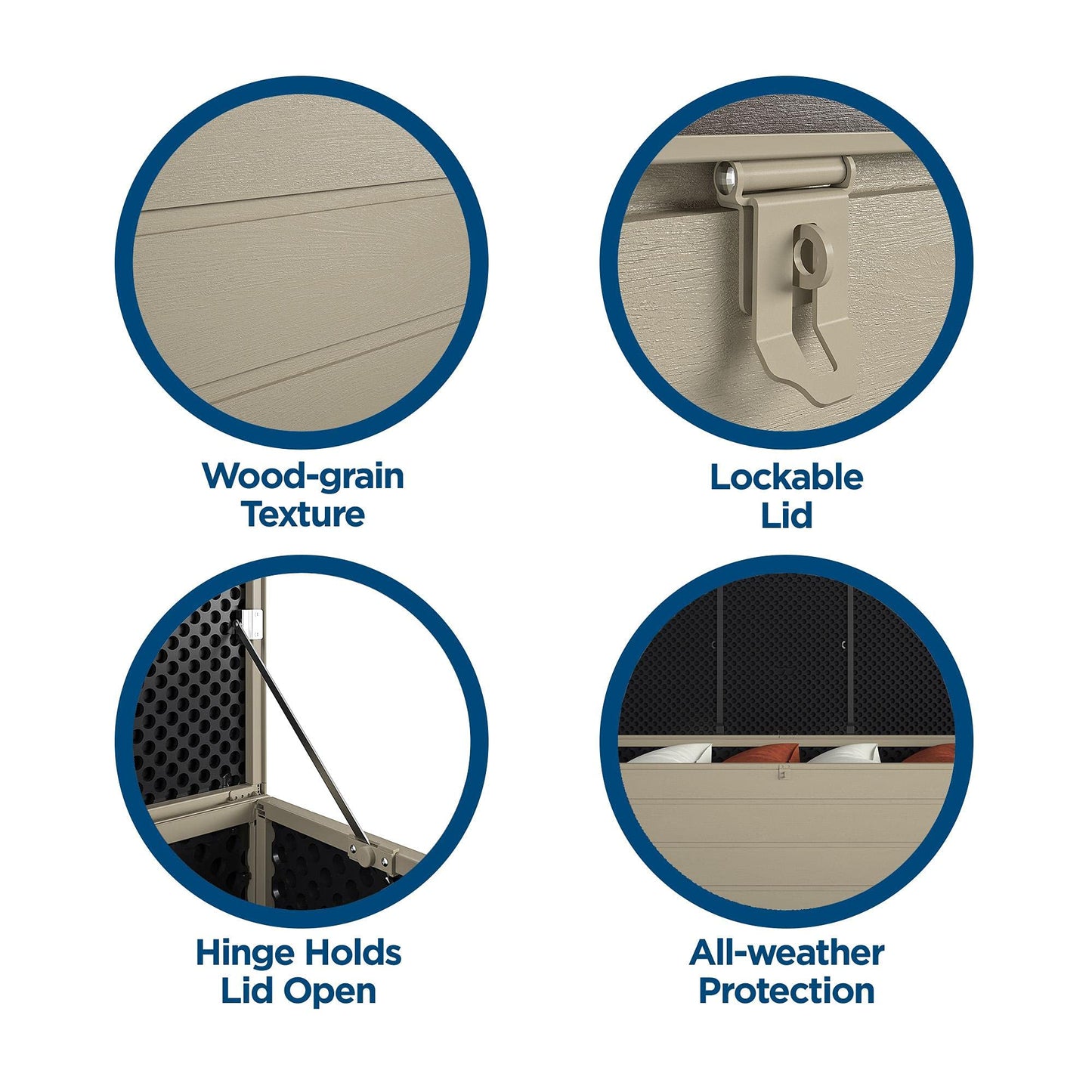 Cosco Outdoor Living 180 Gallon Patio Storage Box, Extra Large, Lockable Lid, Weather-Resistant, Tan/Brown