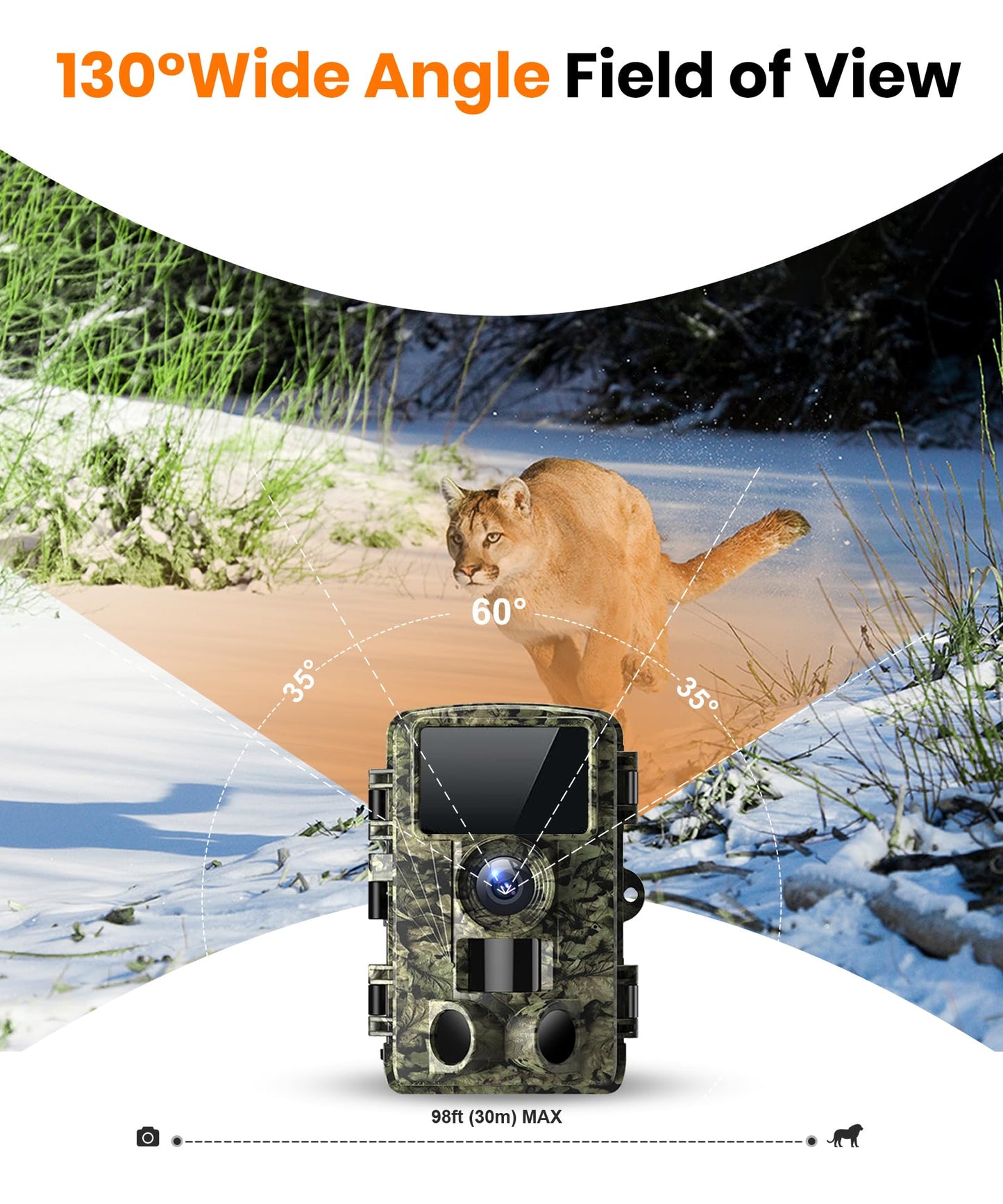 Dargahou Trail Camera - 4K 48MP Game Camera with Night Vision, 0.05s Trigger Motion Activated, IP66 Waterproof, 130 Wide-Angle with No Glow Infrared LEDs for Outdoor Wildlife