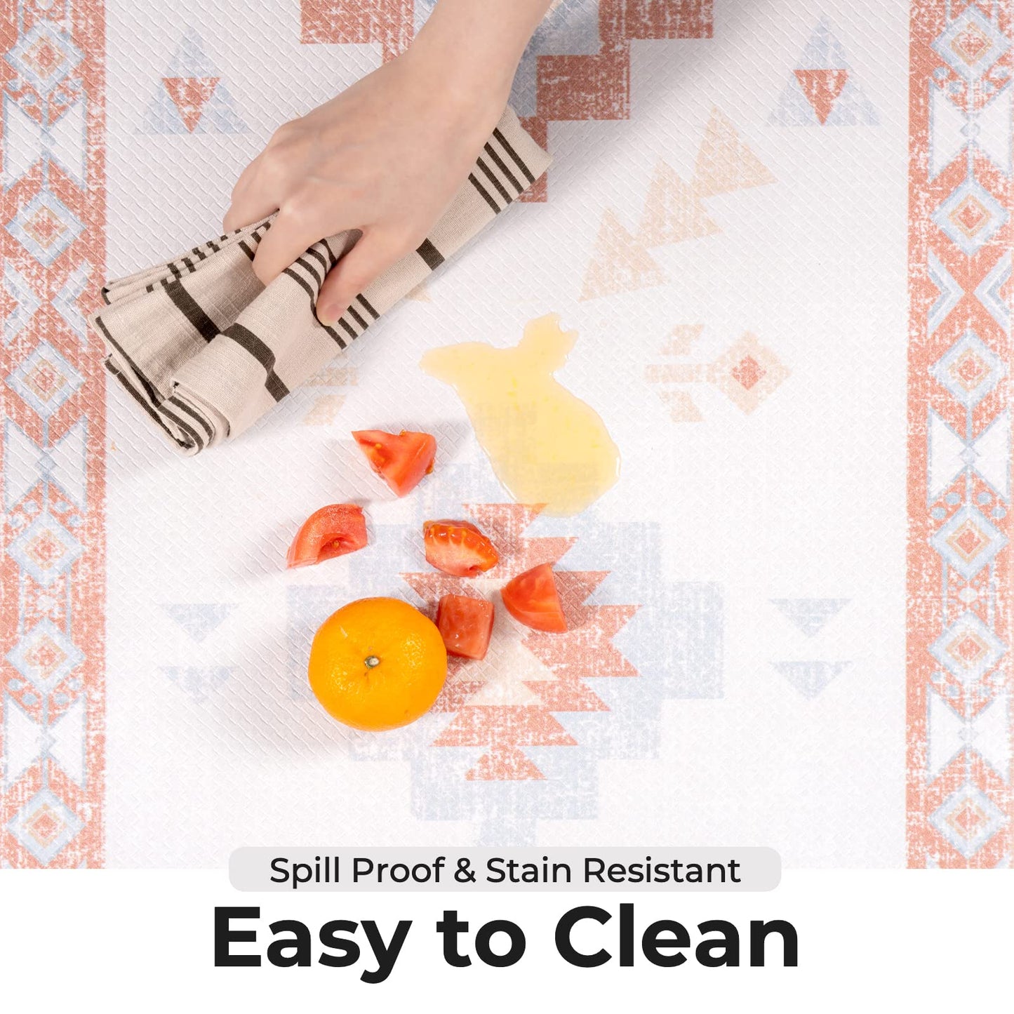 FRESHMINT Anti Fatigue Kitchen Mats for Floor 2 Piece Set, Waterproof & Non-Skid Boho Kitchen Rugs, Cushioned Kitchen Mat for Standing Washable Comfort Desk Kitchen Runners, 17x30+17x47