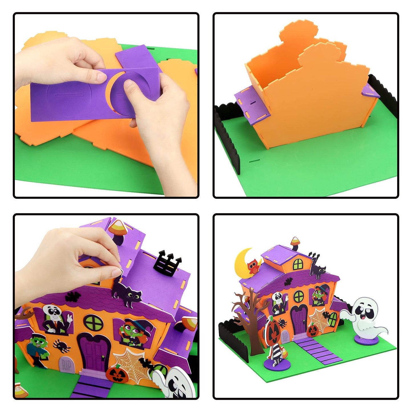 JOYIN 2 Pack Halloween Foam Craft Kit, Party Favors for Kids, 3D Tree House and Pumpkin Haunted House, Halloween Art and Craft DIY Kits, School Activities Game Party Decoration