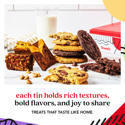 David’s Cookies Gourmet Assorted Cookies and Brownies Gift Basket - 12 x 1.5oz fresh baked cookies and 10 x 2oz individually wrapped brownies - Great for Sharing, Ideal Gift for All Special Occasions