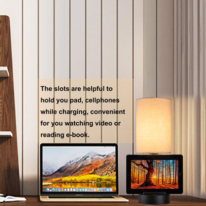 Dreamholder Table Lamp with 3 USB Charging Ports, Modern Desk Lamp with AC Outlet and Phone Stands, Perfect Bedside Lamp for Bedroom, Living Room, Office (Pack of 2), Cream