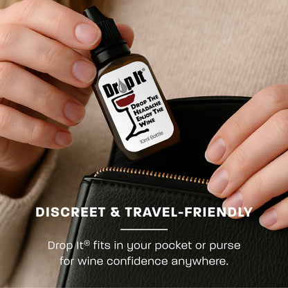 Drop It Wine Drops, Original - 10 mL, 2 Pack - Naturally Reduces Sulfites & Tannins in Red, White & Sparkling Wines - Portable, Easy to Use - Treats Up to 55 Glasses/9 Bottles of Wine Each - USA Made