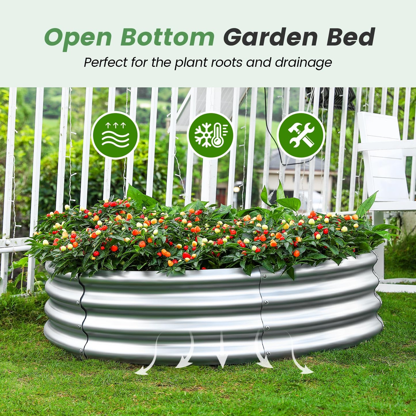 Land Guard Galvanized Raised Garden Bed Kit, Galvanized Planter Raised Garden Boxes Outdoor, Round Large Metal Raised Garden Beds for Vegetables ……