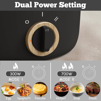 Hytric Hot Pot Electric, 2.5L Portable Electric Pot with Non-Stick Coating, Multi-functional Cooker for Stir Fry, Steak, Noodles, Soup, Portable Ramen Cooker for Dorm and Office, Black