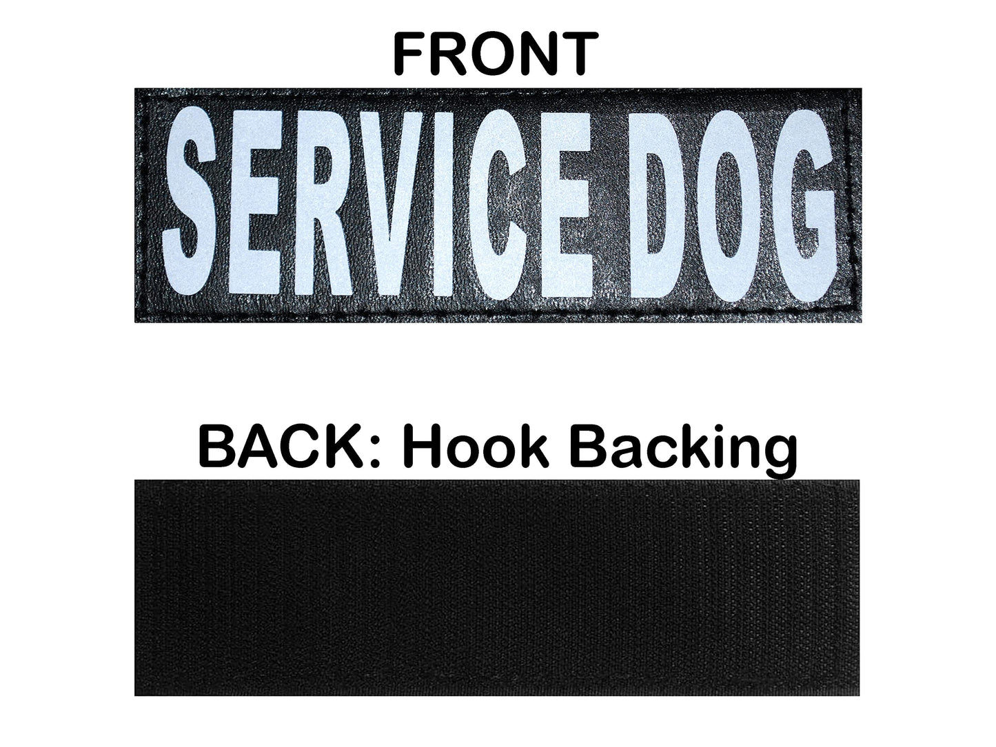 Doggie Stylz Set of 2 Reflective Service Dog Removable Patches with Hook Backing for Working Dog Harnesses & Vests. Durable and Interchangeable - (Large 6" X 2")