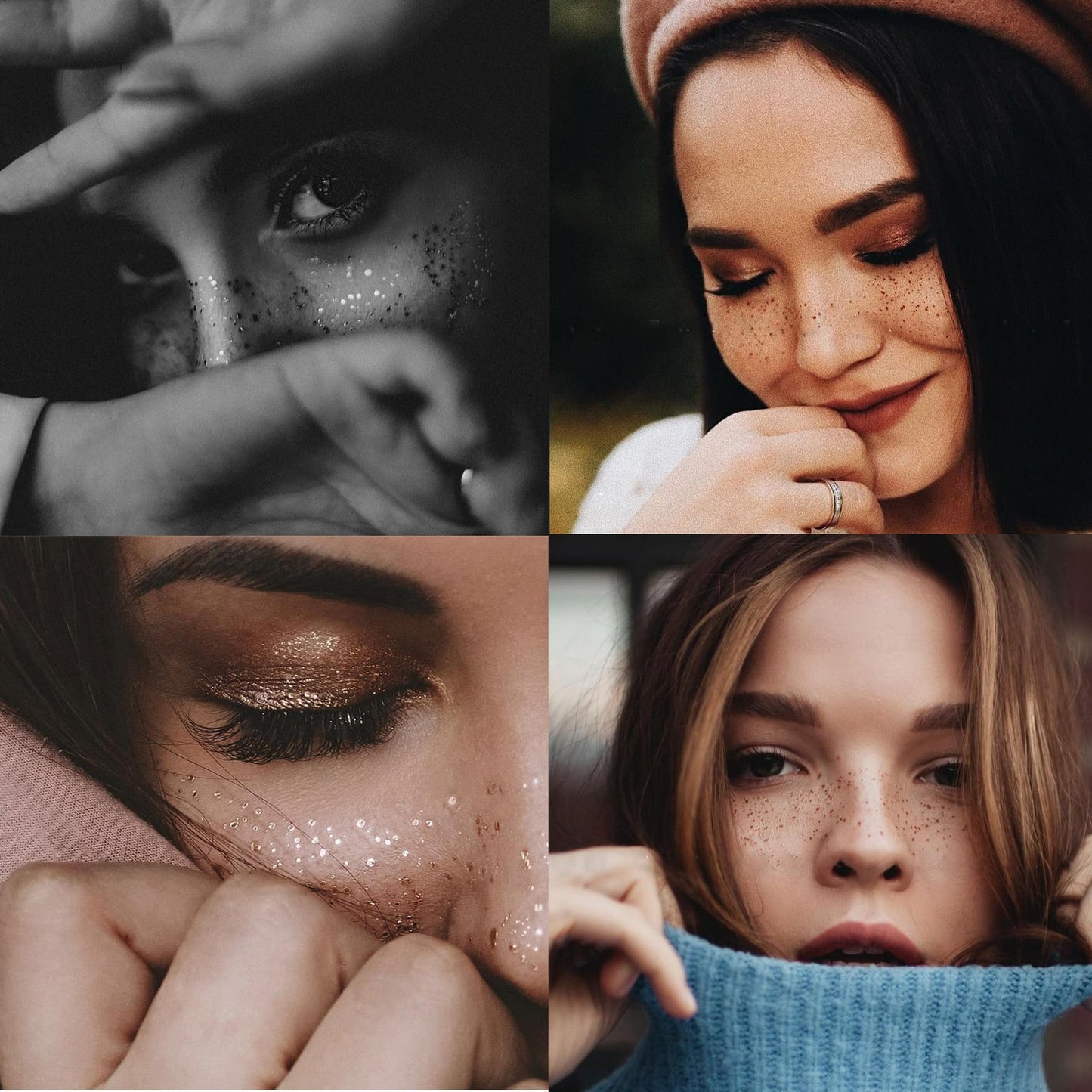 14 Sheets Face Temporary Tattoos, Rosymormor Face Stickers Gold Metallic Temporary Transfer Glitter Fake Tattoos, Freckle Stickers for Women Girls Festival Halloween Makeup Dancer Costume Parties