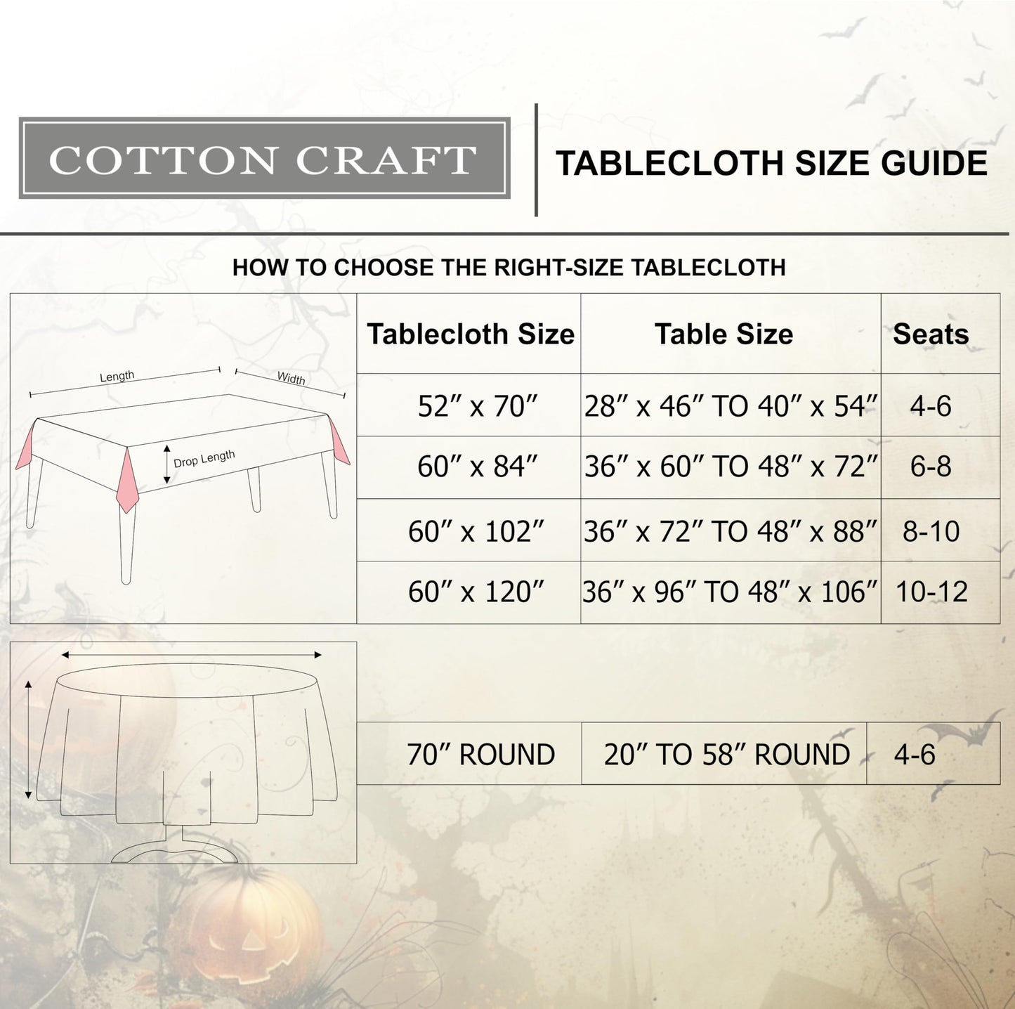 COTTON CRAFT Halloween Tablecloth - Classic Gingham Check Plaid Pure Cotton Tablecover - Reusable Rectangular Table Cloth - Autumn Harvest Fall Holiday - Halloween Party Décor - 60x84 - Orange Black