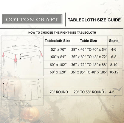 COTTON CRAFT Halloween Tablecloth - Classic Gingham Check Plaid Pure Cotton Tablecover - Reusable Rectangular Table Cloth - Autumn Harvest Fall Holiday - Halloween Party Décor - 60x84 - Orange Black