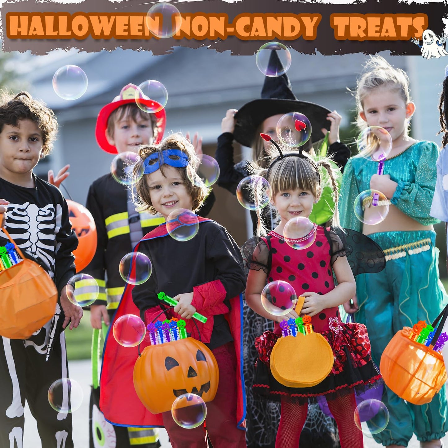 Halloween Treats Non Candy for Kids 32 Pack,Mini Bubble Wands for Toddlers, Halloween Party Favors Supplies Boo Basket Goodie Bag Stuffer Fillers,Small Classroom Toys Gifts Prizes Stuff for Boys Girls