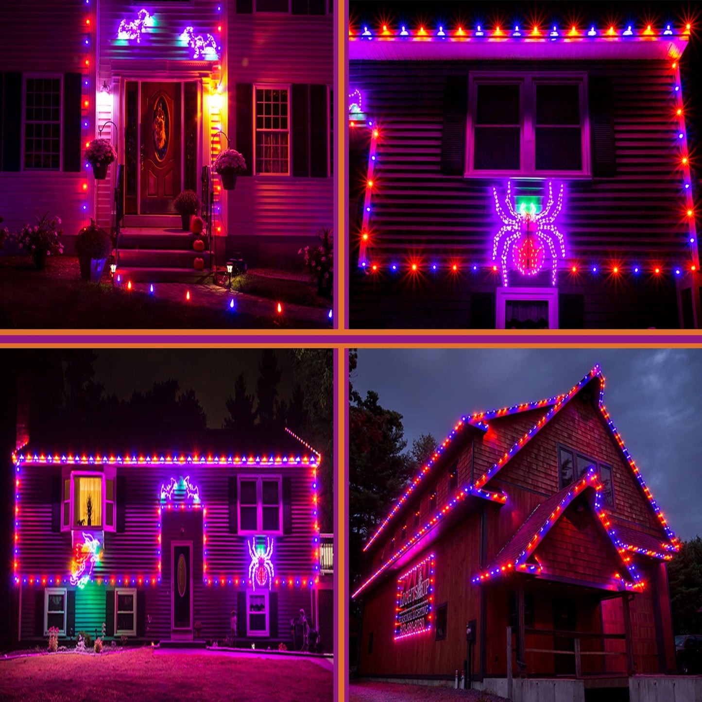 kemooie 500 LED Halloween Lights, 164FT 8 Lighting Modes Plug in Waterproof Fairy Lights for Outdoor Tree Party Garden Balcony Halloween Decorations (Purple and Orange)