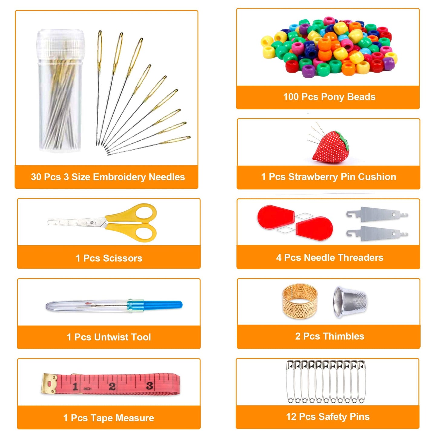 Inscraft 403 Pack Embroidery Floss Set, 250 Colors Cross Stitch Friendship Bracelet Thread with 153 Pcs Cross Stitch Tool, 4-Tier Transparent Box for Storage