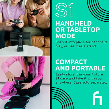 Fixture S1 Gaming Console Monitor and Controller Mount Compatible with Nintendo Switch and Pro Controller, Adjustable Video Game Holder Stand Clip, Gray