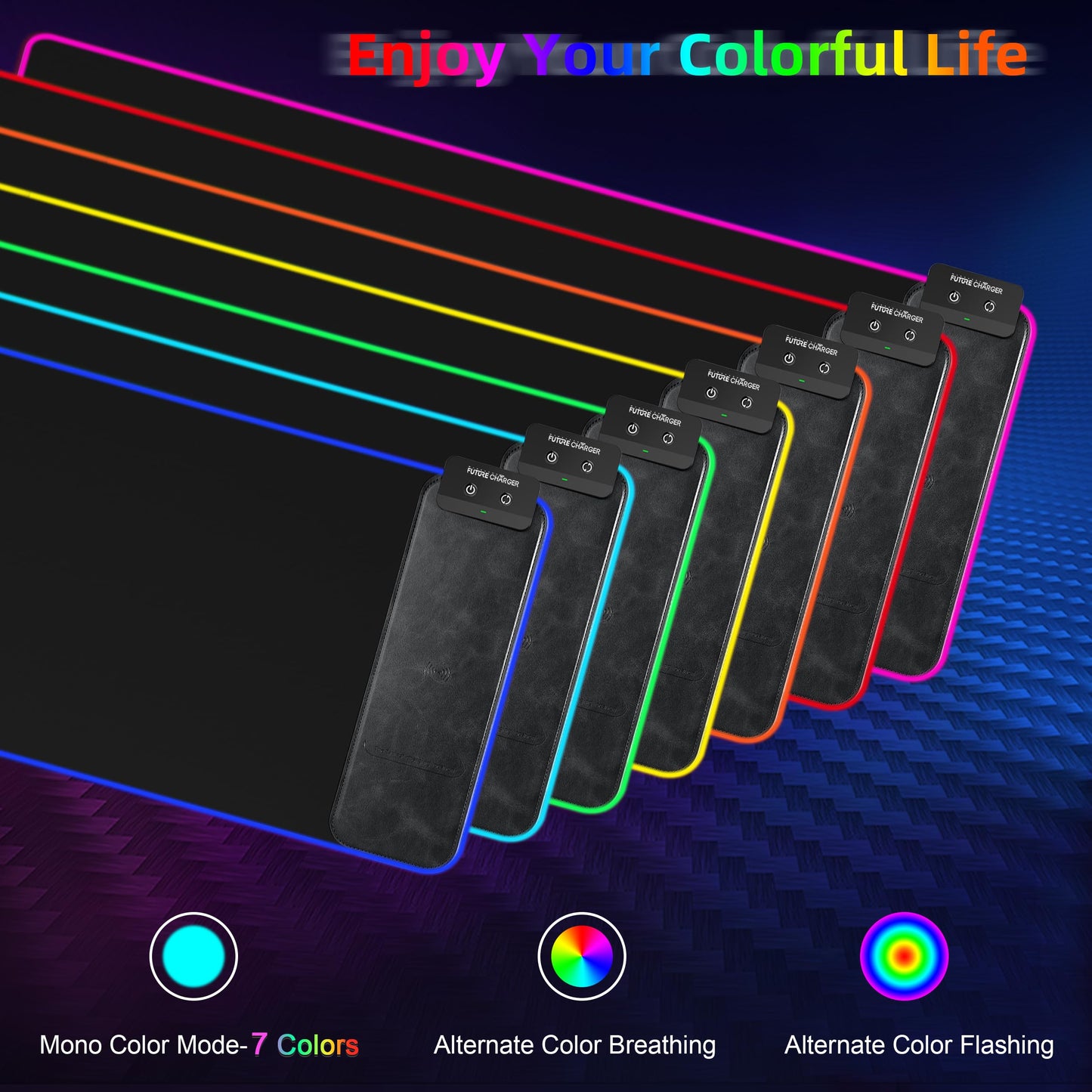 Gaming Mouse Pad, Wireless Charging Mouse Pad Gaming, 31.5"x11.8" Large RGB Desk Mat for Laptop/Computer/Keyboard, 9 Light Modes, Waterproof Smooth Surface, Non-Slip Base, Black
