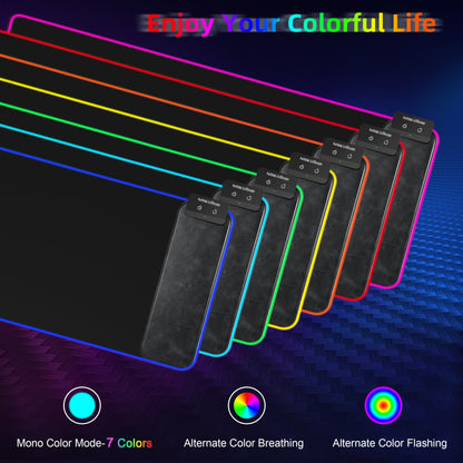 Gaming Mouse Pad, Wireless Charging Mouse Pad Gaming, 31.5"x11.8" Large RGB Desk Mat for Laptop/Computer/Keyboard, 9 Light Modes, Waterproof Smooth Surface, Non-Slip Base, Black