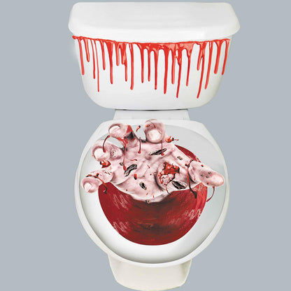 Halloween Toilet Seat Cover 3D Horror Morphing Decal for Halloween Theme Party Home Decor (Zombie Hand&Dollar&Blood)