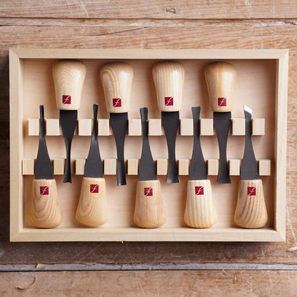 Flexcut Carving Tools Deluxe Palm Gouge Set FR405, Wood Crving Kit, Razor-Sharp 1095 High Carbon Steel Blade, Made in the USA