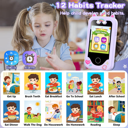 Kids Smart Phone for Girls, Christmas Birthday Gifts for Girls Age 3-10 Kids Toys Cell Phone, 2.8" Touchscreen Toddler Learning Play Toy Phone with Dual Camera, Game, Music Player, 8GB Card Purple