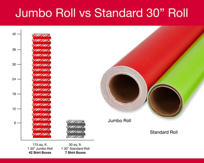 American Greetings Jumbo Reversible Red Wrapping Paper Roll for Christmas, Valentine's Day or Any Occasion (175 sq. ft., 1 Extra Large Roll-30 in. x 70 ft.) White Polka Dots