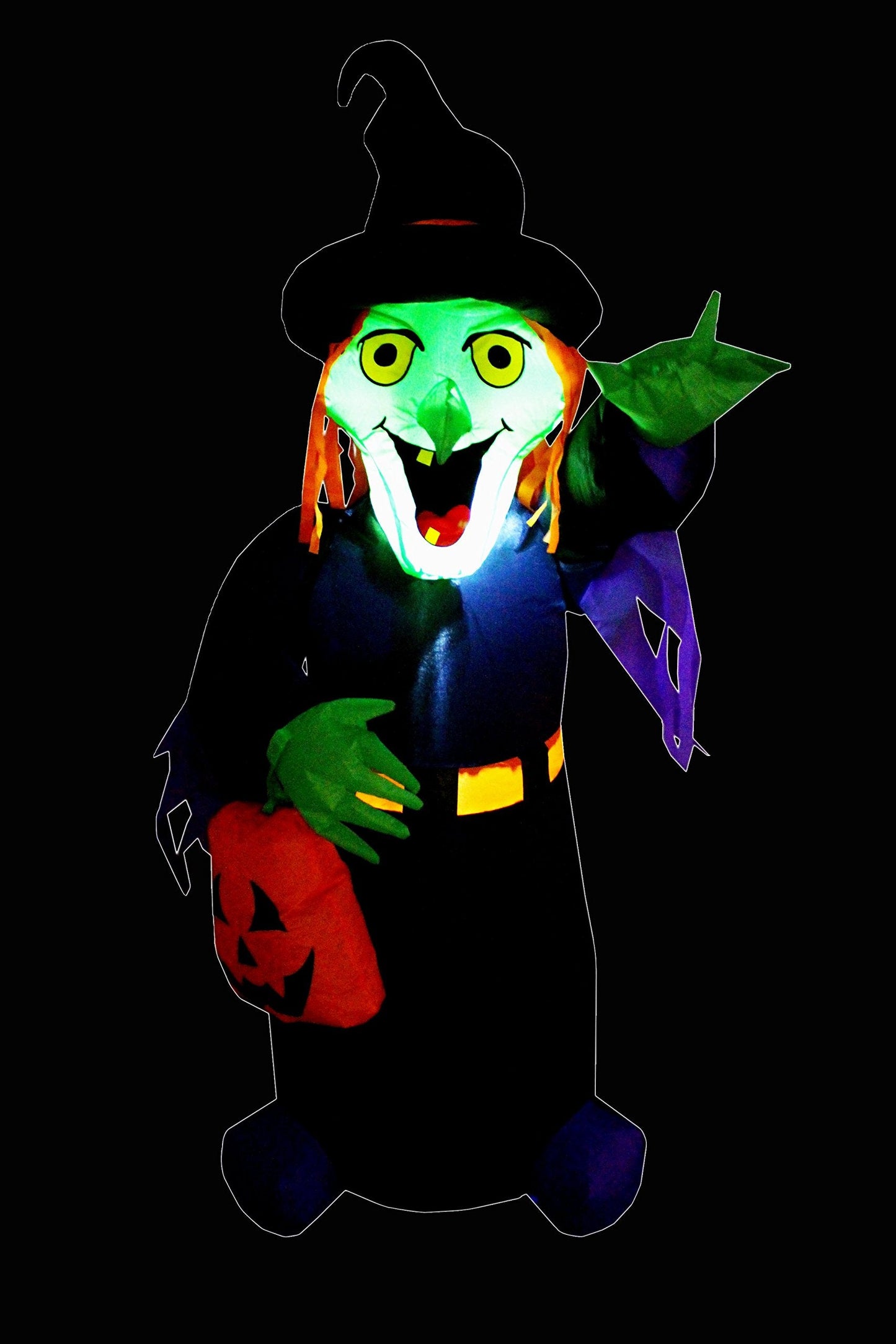 4 Foot Tall Halloween Inflatable Witch with Pumpkin Bag LED Lights Decor Outdoor Indoor Holiday Decorations, Blow up Lighted Yard Decor, Lawn Inflatables Home Family Outside