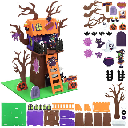 JOYIN 2 Pack Halloween Foam Craft Kit, Party Favors for Kids, 3D Tree House and Pumpkin Haunted House, Halloween Art and Craft DIY Kits, School Activities Game Party Decoration