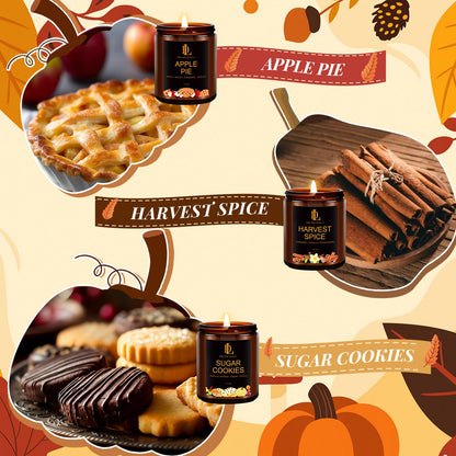 Fall Candle Set, Fall Scented Candles for Home, 6 Pack Soy Candle Set, Autumn Gifts for Women Men, Autumn Scents of Vanilla Pumpkin/Cinnamon Clove/Apple Pie/Harvest Spice/Sugar Cookies/Fall Party