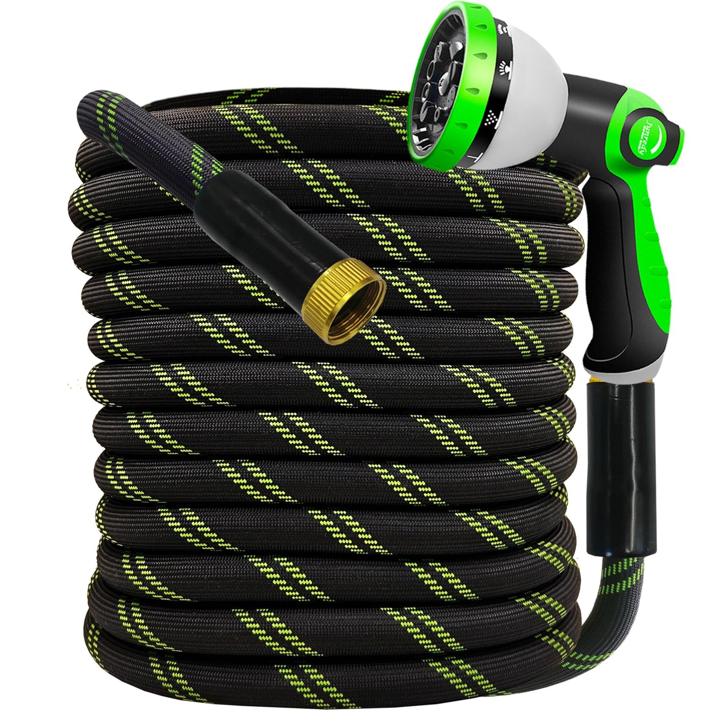 Junredy Garden Hose 25 FT, NON-EXPANDABLE Heavy-Duty Flexible & Lightweight Water Hose with 10-Function Nozzle, No-Kink Design, Leak-Proof Super Fabric, Solid Fittings for Lawn, Car, RV, Outdoor