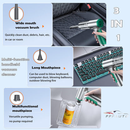 FFFauto Cordless Car Vacuum 14000PA 3 in 1 Brushless Motor Handheld Vacuum Strong Suction Portable Vortex Vacuum Cleaner Mini Small Wireless Vacuum