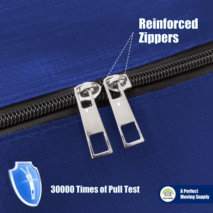 Cosy Family 4 Pack Heavy Duty Extra Large Moving Bags with Backpack Straps - Strong Handles & Zippers, Storage Totes For Space Saving, Fold Flat, Alternative to Moving Box (X-Large-Set of 4, Blue)